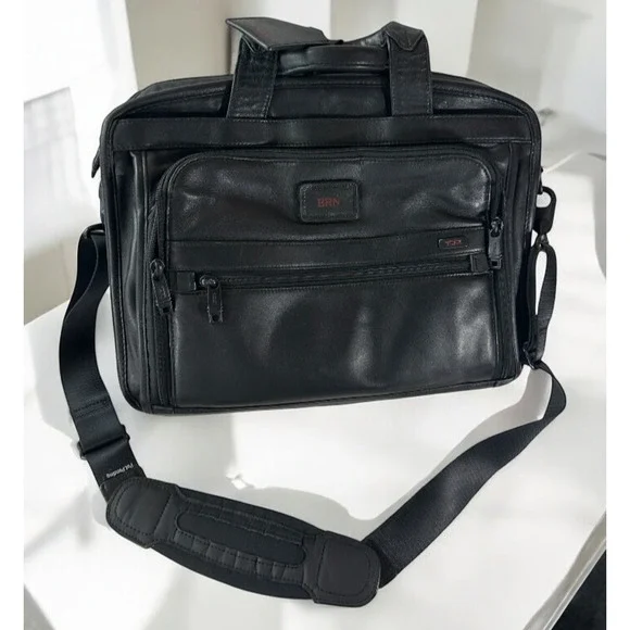 Tumi T-Pass Organizer Brief Soft Napa Leather Laptop Expandable Bag PERSONALIZED - Picture 16 of 16